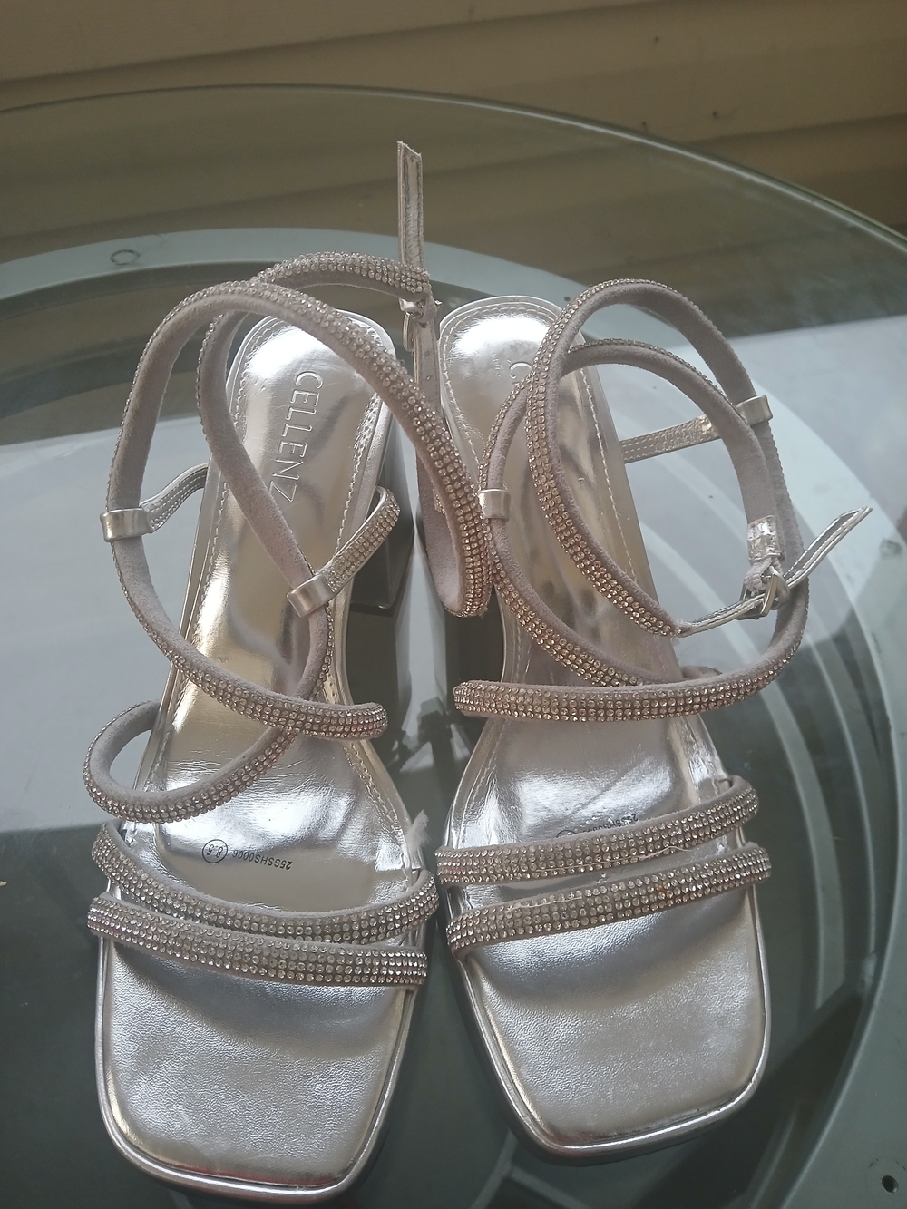 & Other Stories Silver Rhinestone Strappy Heels